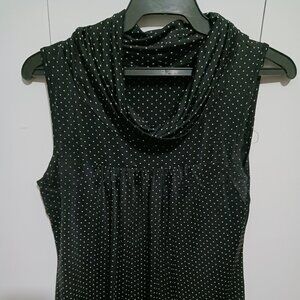 Suzy Shier Polka Dot Short Sleeve Cowl Neck Top Women's Size S/M